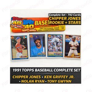 1991 Topps Baseball Complete Set 792 Cards Chipper Jones Rookie + Stars
